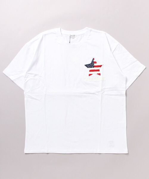 EVOLUTION（エボリューション）の「星条旗スター型刺繍　ビッグシルエットTシャツ（Tシャツ/カットソー・メンズ・オフホワイト/ブラック/ベージュ・X-LARGE/MEDIUM/LARGE）」の9枚目の写真