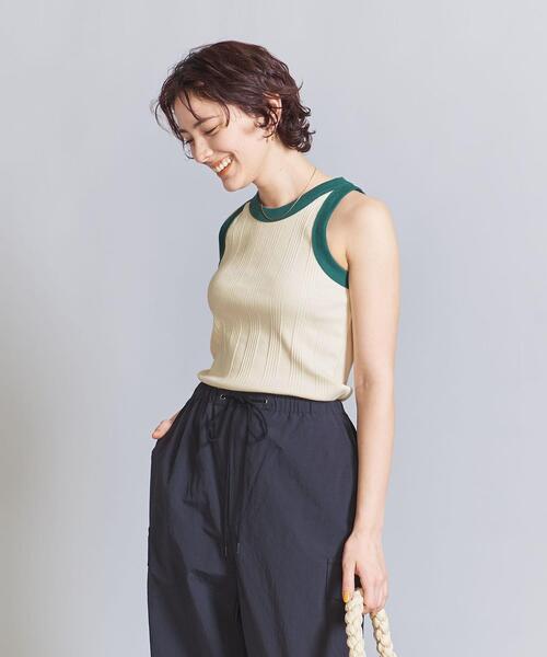 BEAUTY&YOUTH UNITED ARROWS（ビューティーアンドユースユナイテッドアローズ）の「コットン ランダムリブ リンガー タンクトップ（タンクトップ・レディース・ベージュ/グレー/オフホワイト・FREE）」の7枚目の写真