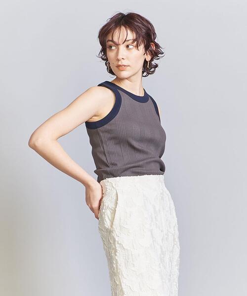 BEAUTY&YOUTH UNITED ARROWS（ビューティーアンドユースユナイテッドアローズ）の「コットン ランダムリブ リンガー タンクトップ（タンクトップ・レディース・ベージュ/グレー/オフホワイト・FREE）」の9枚目の写真