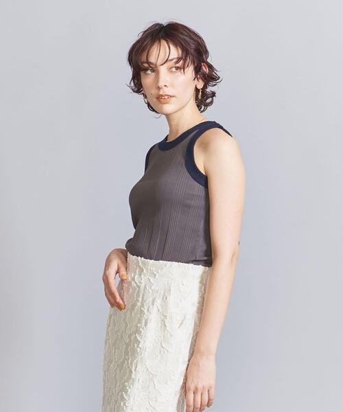 BEAUTY&YOUTH UNITED ARROWS（ビューティーアンドユースユナイテッドアローズ）の「コットン ランダムリブ リンガー タンクトップ（タンクトップ・レディース・ベージュ/グレー/オフホワイト・FREE）」の10枚目の写真
