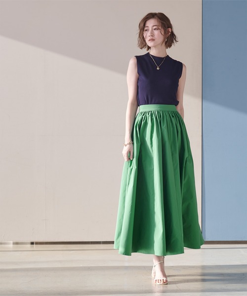 UR'S（ユアーズ）の「ﾀﾌﾀﾎﾞﾘｭｰﾑｷﾞｬｻﾞｰｽｶｰﾄ（スカート・レディース・グリーン/ホワイト系その他/ブラック/ホワイト・S/L/M）」の4枚目の写真