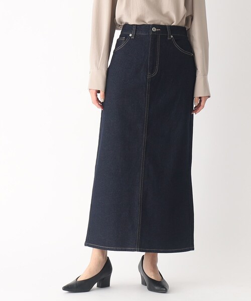 OPAQUE.CLIP（オペークドットクリップ）の「◆コットン混デニム タイトスカート（デニムスカート・レディース・ダークネイビー/チャコールグレー/ブルー・38/36）」の3枚目の写真
