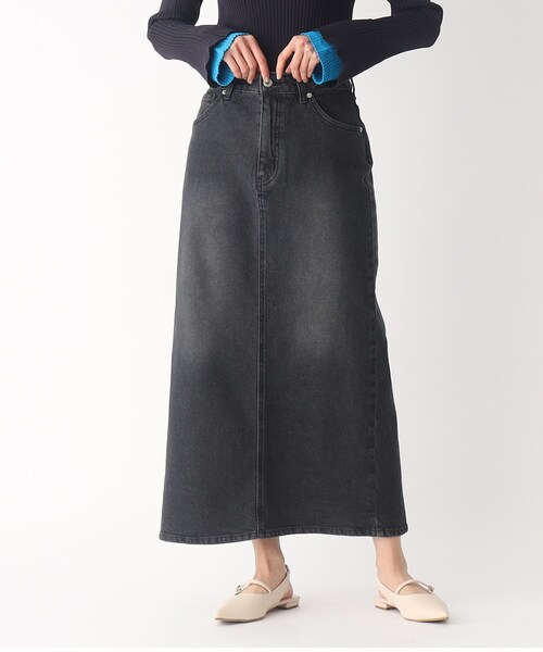 OPAQUE.CLIP（オペークドットクリップ）の「◆コットン混デニム タイトスカート（デニムスカート・レディース・ダークネイビー/チャコールグレー/ブルー・38/36）」の4枚目の写真