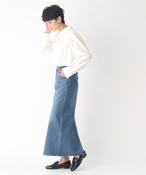 OPAQUE.CLIP（オペークドットクリップ）の「◆コットン混デニム タイトスカート（デニムスカート・レディース・ダークネイビー/チャコールグレー/ブルー・38/36）」の19枚目の写真