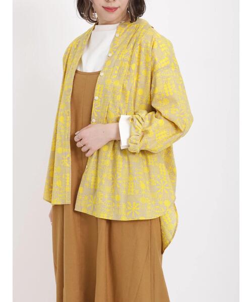 sm2rhythm（サマンサモスモスリズム）の「プリントタックチュニックブラウス（シャツ/ブラウス・レディース・ブラック/ブルー/イエロー・ﾌﾘ-）」の11枚目の写真