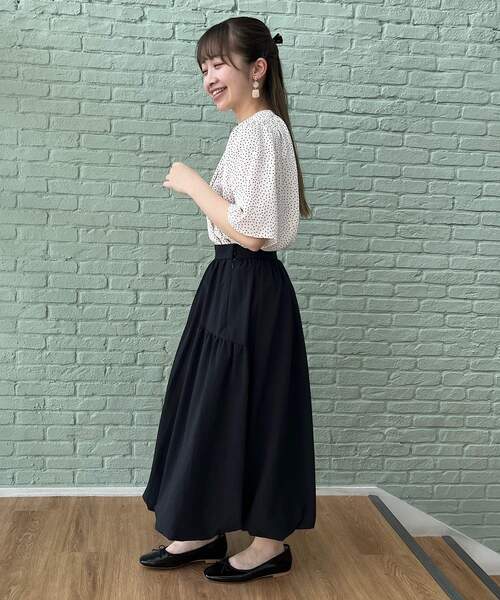 couture brooch(クチュールブローチ)の「◆【前後2WAY】ギャザーフレアー袖ブラウス(シャツ/ブラウス・レディース・ブラック/アイボリー/ホワイト系3・40/38/42)」の7枚目の写真