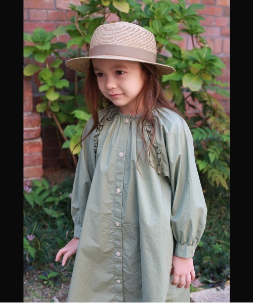 FITH（フィス）の「ハイゲージコットン フリルギャザー 膝丈ワンピース（ワンピース・キッズ・ライトグリーン/チャコールグレー/ピンク・110/90/100/120）」の4枚目の写真