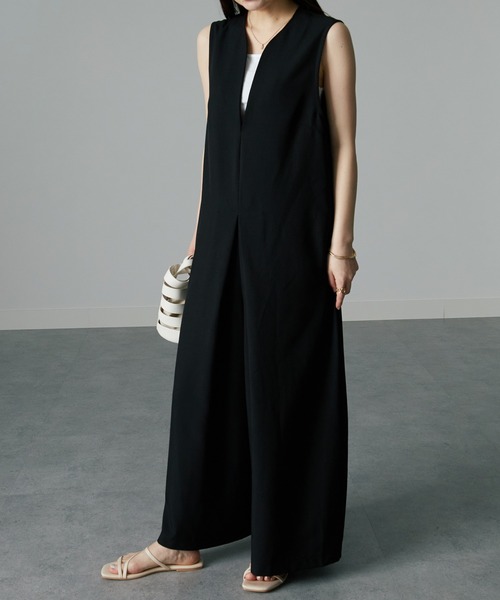 RANAN（ラナン）の「麻調オールインワン（つなぎ/オールインワン・レディース・ブラック/ブラウン系・M/L/LL）」の9枚目の写真