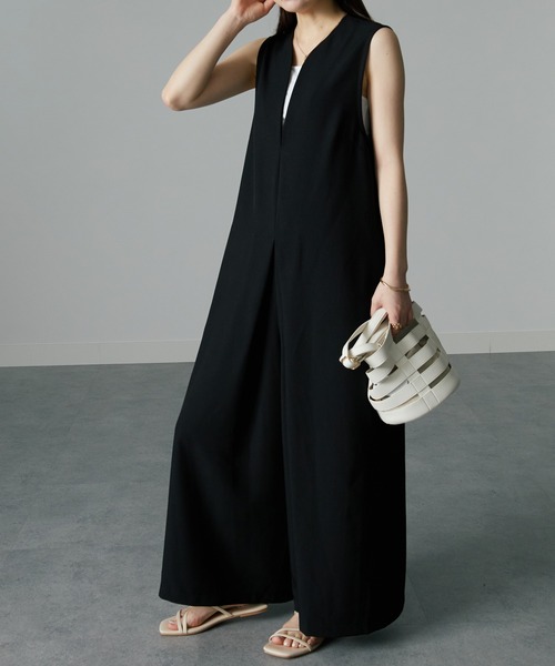 RANAN（ラナン）の「麻調オールインワン（つなぎ/オールインワン・レディース・ブラック/ブラウン系・M/L/LL）」の11枚目の写真