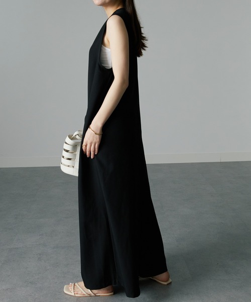 RANAN（ラナン）の「麻調オールインワン（つなぎ/オールインワン・レディース・ブラック/ブラウン系・M/L/LL）」の13枚目の写真