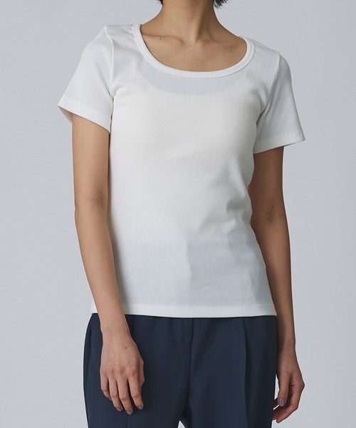 Abor(アボア)の「【Abor】リブハーフスリーブTシャツ(Tシャツ/カットソー・レディース・イエロー/ブラック/アイボリー・FREE)」の8枚目の写真