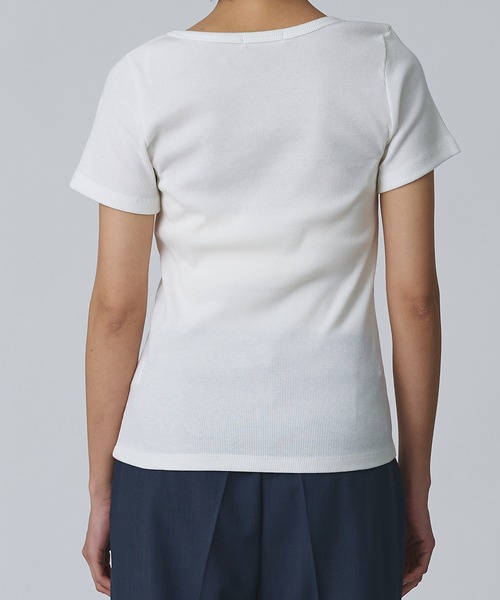 Abor(アボア)の「【Abor】リブハーフスリーブTシャツ(Tシャツ/カットソー・レディース・イエロー/ブラック/アイボリー・FREE)」の10枚目の写真