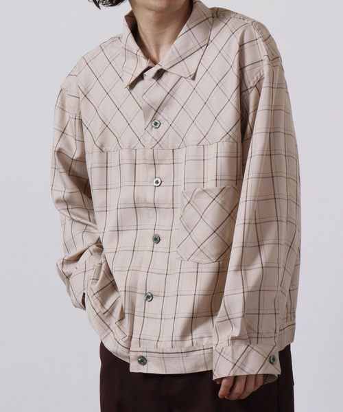 FUNALIVE（ファンアライブ）の「チェック柄ルーズシャツ（シャツ/ブラウス・メンズ・ピンク/ベージュ/ネイビー/ブラック・L/M）」の2枚目の写真