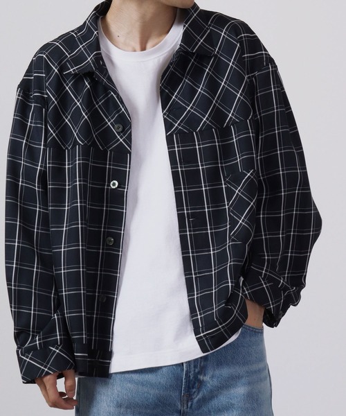 FUNALIVE（ファンアライブ）の「チェック柄ルーズシャツ（シャツ/ブラウス・メンズ・ピンク/ベージュ/ネイビー/ブラック・L/M）」の3枚目の写真