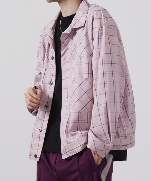 FUNALIVE（ファンアライブ）の「チェック柄ルーズシャツ（シャツ/ブラウス・メンズ・ピンク/ベージュ/ネイビー/ブラック・L/M）」の4枚目の写真