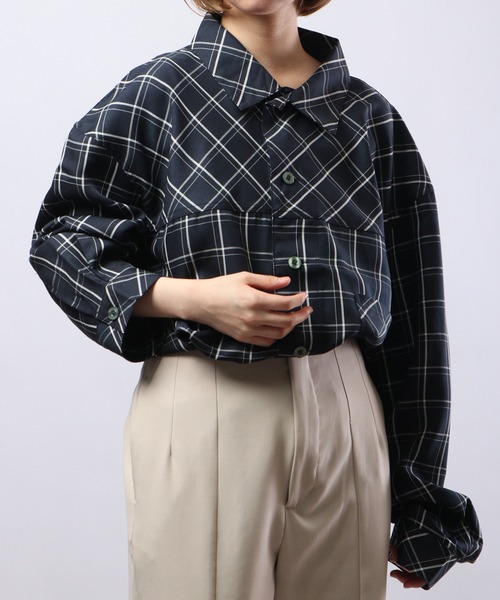 FUNALIVE（ファンアライブ）の「チェック柄ルーズシャツ（シャツ/ブラウス・メンズ・ピンク/ベージュ/ネイビー/ブラック・L/M）」の9枚目の写真