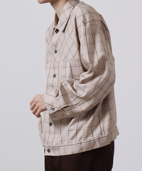 FUNALIVE（ファンアライブ）の「チェック柄ルーズシャツ（シャツ/ブラウス・メンズ・ピンク/ベージュ/ネイビー/ブラック・L/M）」の5枚目の写真