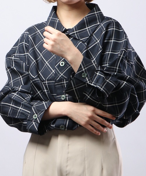 FUNALIVE（ファンアライブ）の「チェック柄ルーズシャツ（シャツ/ブラウス・メンズ・ピンク/ベージュ/ネイビー/ブラック・L/M）」の10枚目の写真
