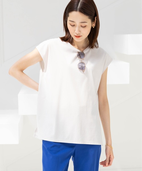 GLOBAL WORK(グローバルワーク)の「快適フレンチプルオーバー/163476(Tシャツ/カットソー・レディース・ブラック/ホワイト/ライトグレー/モカ/パープル系その他2/グリーン系その他/ダークグレー・MEDIUM/LARGE)」の3枚目の写真