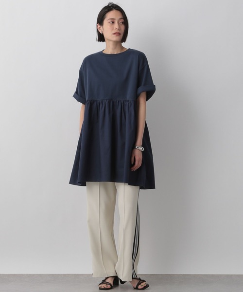 LOWRYS FARM（ローリーズファーム）の「フハクキリカエチュニックＳＳ　194827（Tシャツ/カットソー・レディース・ホワイト/ブラック/ネイビー・FREE）」の6枚目の写真