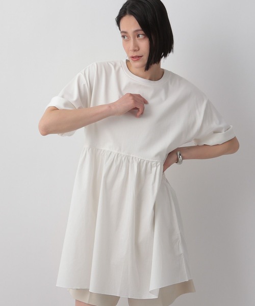 LOWRYS FARM（ローリーズファーム）の「フハクキリカエチュニックＳＳ　194827（Tシャツ/カットソー・レディース・ホワイト/ブラック/ネイビー・FREE）」の8枚目の写真