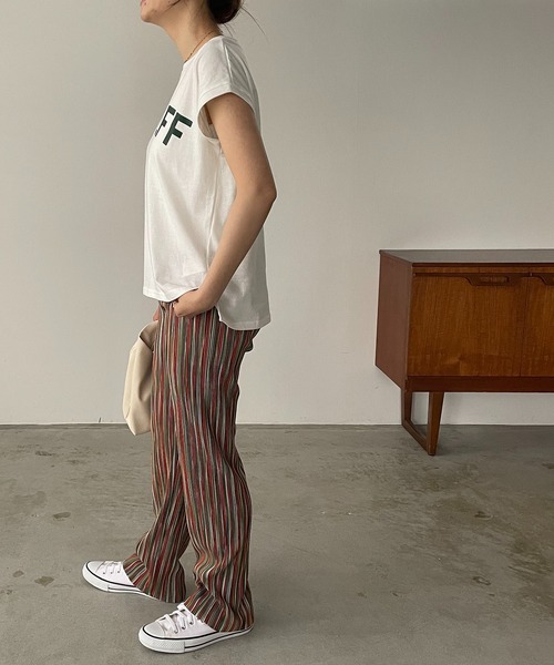 210nouve（トゥージュヌーブ）の「ランダムストライプ柄プリーツパンツ（その他パンツ・レディース・グリーン/パープル/オレンジ・FREE）」の16枚目の写真