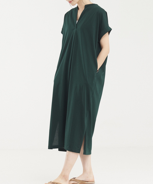 abahouse mavie（アバハウスマヴィ）の「【接触冷感】シルケット天竺スキッパーワンピース（ワンピース・レディース・チャコールグレー/ダークグリーン/ベージュ/ブルー/ダークオレンジ/ブラック/オレンジ系その他・フリー）」の11枚目の写真