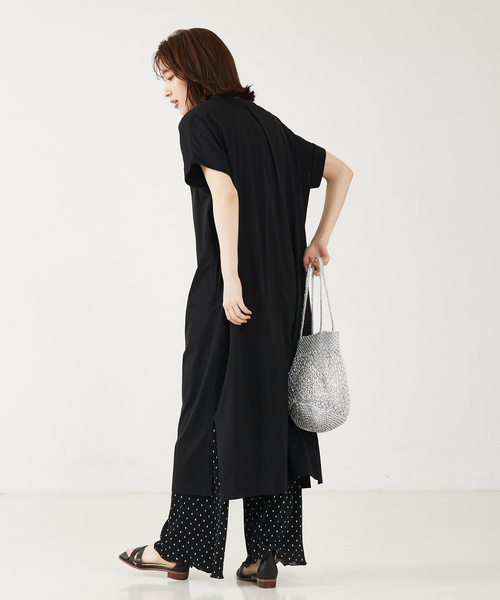 abahouse mavie（アバハウスマヴィ）の「【接触冷感】シルケット天竺スキッパーワンピース（ワンピース・レディース・チャコールグレー/ダークグリーン/ベージュ/ブルー/ダークオレンジ/ブラック/オレンジ系その他・フリー）」の15枚目の写真