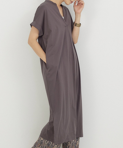 abahouse mavie（アバハウスマヴィ）の「【接触冷感】シルケット天竺スキッパーワンピース（ワンピース・レディース・チャコールグレー/ダークグリーン/ベージュ/ブルー/ダークオレンジ/ブラック/オレンジ系その他・フリー）」の21枚目の写真