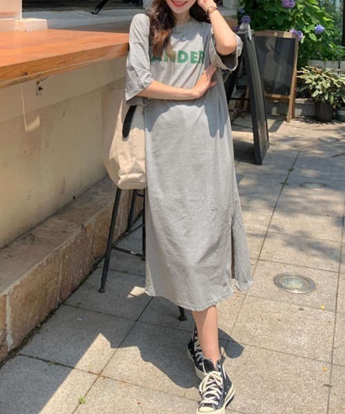 PRIVATE  BEACH（プライベートビーチ）の「ロゴプリントTシャツロングワンピース（ワンピース・レディース・ブラック/グレー/ホワイト・M/L）」の14枚目の写真