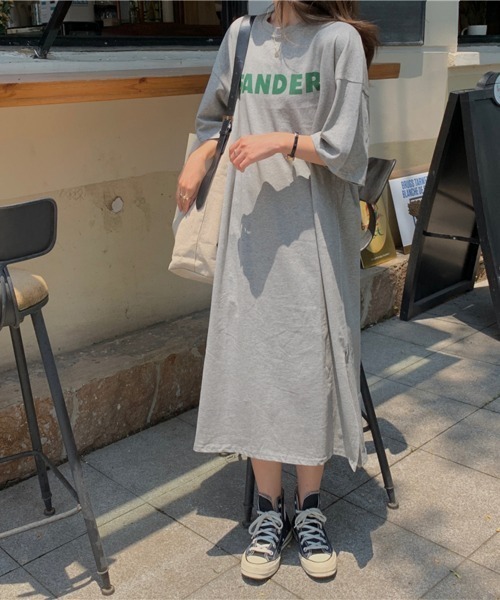 PRIVATE  BEACH（プライベートビーチ）の「ロゴプリントTシャツロングワンピース（ワンピース・レディース・ブラック/グレー/ホワイト・M/L）」の15枚目の写真