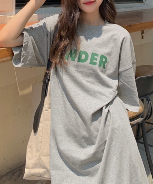 PRIVATE  BEACH（プライベートビーチ）の「ロゴプリントTシャツロングワンピース（ワンピース・レディース・ブラック/グレー/ホワイト・M/L）」の16枚目の写真