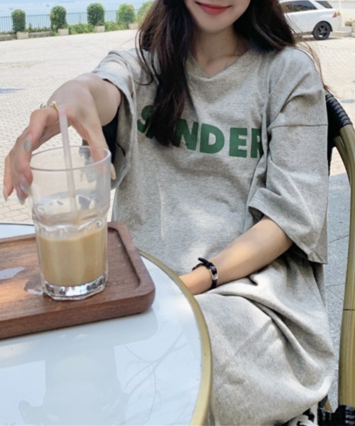 PRIVATE  BEACH（プライベートビーチ）の「ロゴプリントTシャツロングワンピース（ワンピース・レディース・ブラック/グレー/ホワイト・M/L）」の19枚目の写真