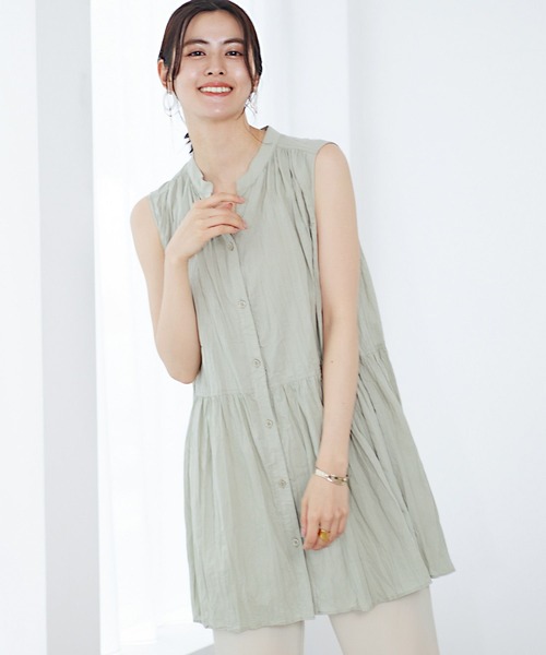 LEPSIM（レプシィム）の「クリンクルブラウス　177198（シャツ/ブラウス・レディース・ライトグリーン/ブラック/ダークパープル・FREE）」の3枚目の写真