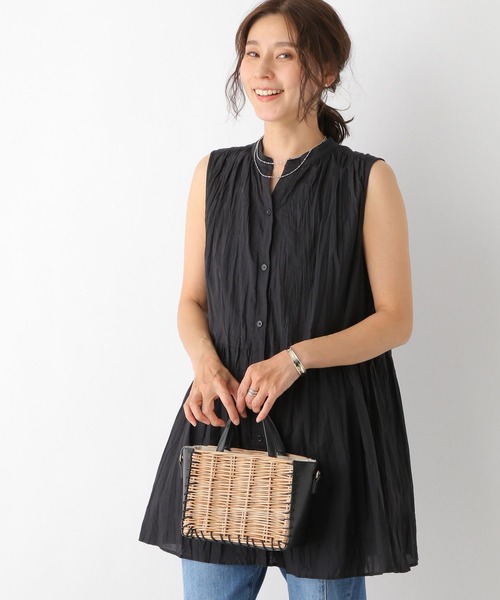 LEPSIM（レプシィム）の「クリンクルブラウス　177198（シャツ/ブラウス・レディース・ライトグリーン/ブラック/ダークパープル・FREE）」の2枚目の写真