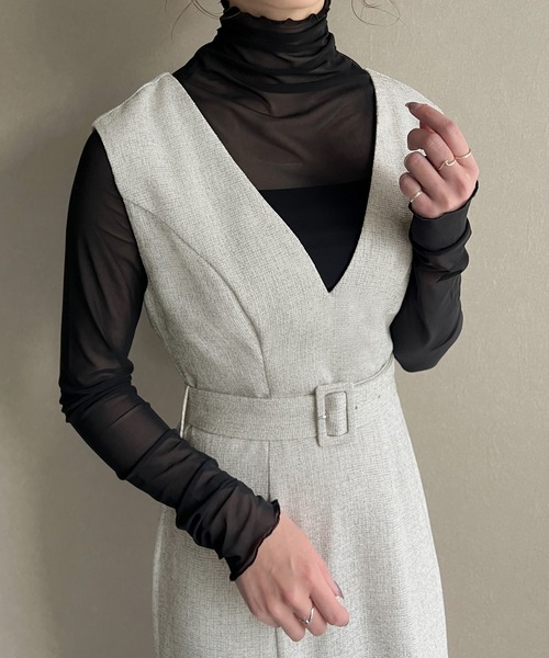 セール】ベルト付きツイードジャンパースカート（ジャンパースカート