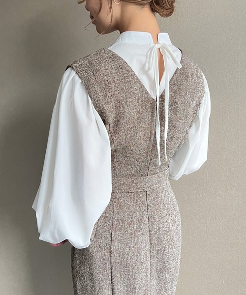 JUNOAH(ジュノア)の「ベルト付きツイードジャンパースカート(ジャンパースカート・レディース・オフホワイト/ブラック/ライトブラウン・MEDIUM/X-LARGE/LARGE)」の14枚目の写真