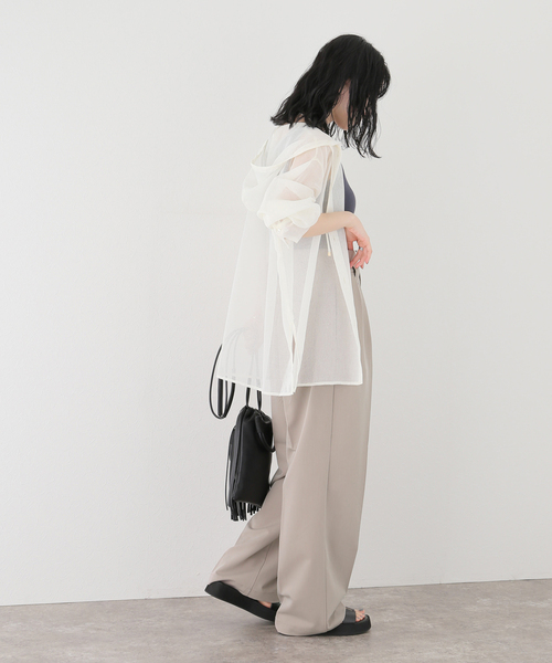 JOINT WORKS（ジョイントワークス）の「【COMMRE/コムル】ハイウエスト2タックワイドパンツ（スラックス・レディース・ベージュ・FREE）」の5枚目の写真