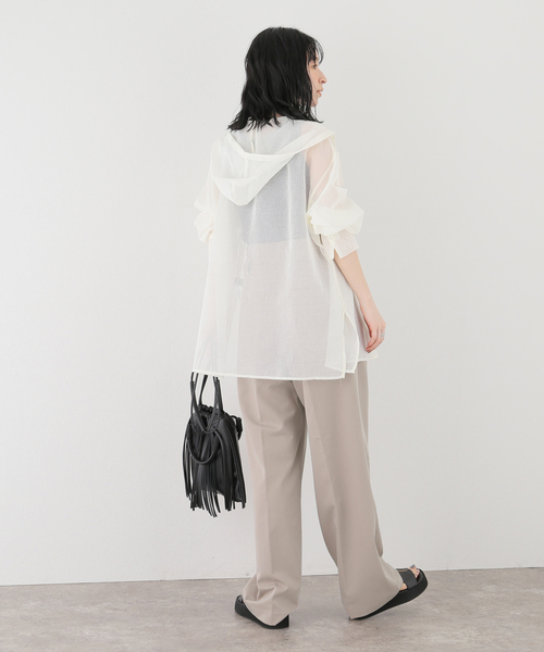 JOINT WORKS（ジョイントワークス）の「【COMMRE/コムル】ハイウエスト2タックワイドパンツ（スラックス・レディース・ベージュ・FREE）」の6枚目の写真