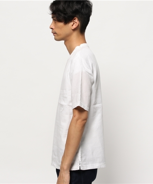 HARE（ハレ）の「リネンＺＩＰプルオーバー(HARE)（Tシャツ/カットソー・メンズ・オフホワイト/グレー/ライトグレー/カーキ・MEDIUM/SMALL）」の6枚目の写真