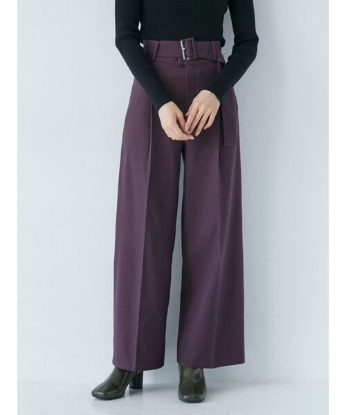 MURUA(ムルーア)の「ワイドベルトルーズパンツ(スラックス・レディース・ワイン/ベージュ/ダークグレー・1/2)」の3枚目の写真