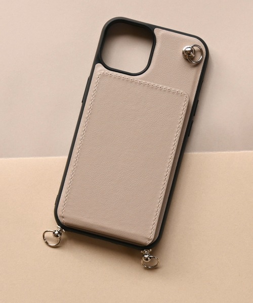 An+u（アンユー）の「ミラー・カードポケット スマホケース iPhone13/14（スマホケース/カバー・レディース・グレイッシュベージュ/シルバー/セージグリーン/ピンク/シャンパン/ダークブラウン/ペールイエロー・ONE SIZE）」の3枚目の写真