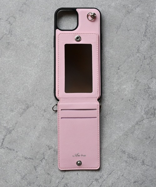 An+u（アンユー）の「ミラー・カードポケット スマホケース iPhone13/14（スマホケース/カバー・レディース・グレイッシュベージュ/シルバー/セージグリーン/ピンク/シャンパン/ダークブラウン/ペールイエロー・ONE SIZE）」の8枚目の写真