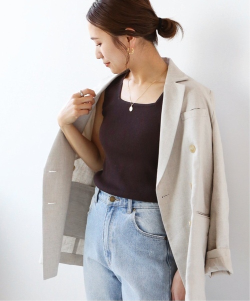 JOURNAL STANDARD relume（ジャーナルスタンダード　レリューム）の「《追加4》Vis/Polyスクエアネックリブタンクトップ（タンクトップ・レディース・ブラック/ホワイト/ブラウン/ベージュ・FREE）」の3枚目の写真