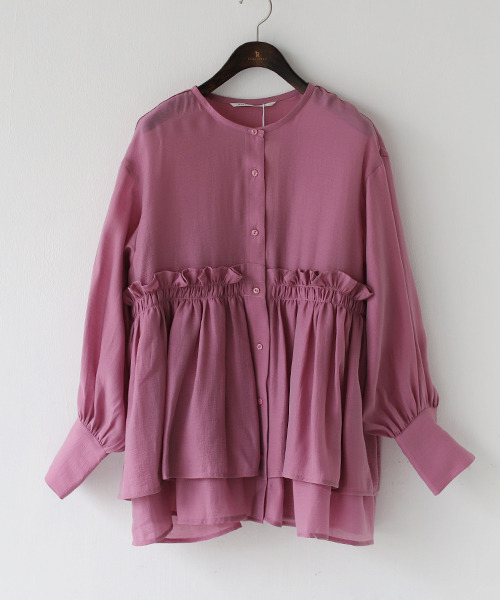 REAL CUBE（リアルキューブ）の「ティアード切替えブラウス（シャツ/ブラウス・レディース・ブラック/ピンク/ブラウン・M）」の3枚目の写真