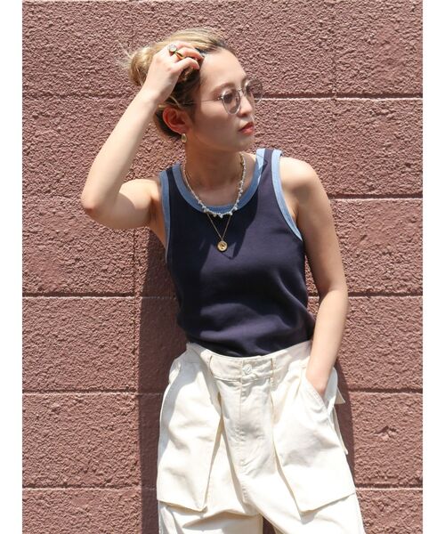 Ungrid（アングリッド）の「バイカラータンクトップ（Tシャツ/カットソー・レディース・オフホワイト/イエロー/ネイビー・FREE）」の2枚目の写真