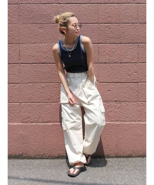 Ungrid（アングリッド）の「バイカラータンクトップ（Tシャツ/カットソー・レディース・オフホワイト/イエロー/ネイビー・FREE）」の9枚目の写真