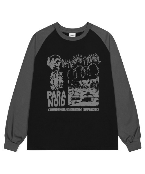 MAHAGRID(マハグリッド)の「『mahagrid/マハグリッド』INTERNATIONAL RAGLAN LS TEE/インターナショナルラグラン 長袖Tシャツ(Tシャツ/カットソー・レディース・ブラウン/ブラック・L/M)」の2枚目の写真
