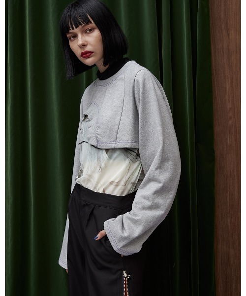 casane（カサネ）の「アシメヘムショートトップス（スウェット・レディース・ブラック/グレー・FREE）」の21枚目の写真