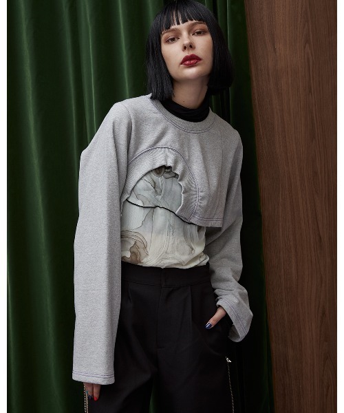 casane（カサネ）の「アシメヘムショートトップス（スウェット・レディース・ブラック/グレー・FREE）」の18枚目の写真